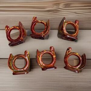 Lot of 6 Vintage Ceramic Turkey Napkin Holders 3" x 3" x 1.5" (H)